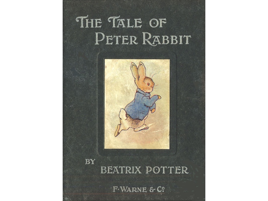 An image of the first book - The Tale of Peter Rabbit - to be commercially published for Beatrix Potter.